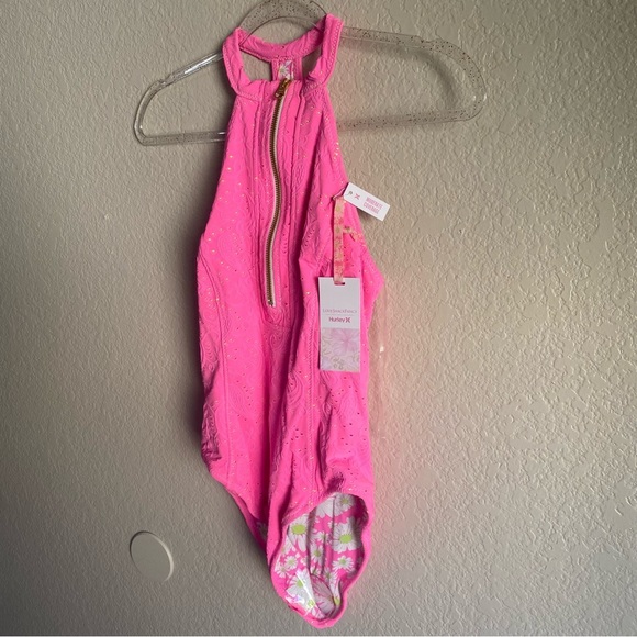 LOVESHACKFANCY X HURLEY - EYELET PAISLEY MODERATE ONE PIECE Cotton Candy - Picture 15 of 16